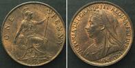 England GROSSBRITANNIEN Penny 1896 VICTORIA Bronze ERHALTUNG!!! -