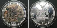 Namibia NAMIBIA 10 Dollars 1995 Leopard MISS UNIVERSE Silber RAR! -