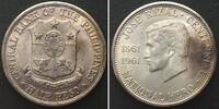 Philippinen PHILIPPINEN 1/2 Peso 1961, JOSE RIZAL, Silber, prägefrisch, ERHALTUNG! -