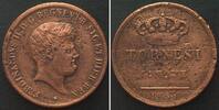 Italien - Sizilien DUE SICILIE 5 Tornesi 1851 FERDINANDO II di BORBONE rame BB+ -