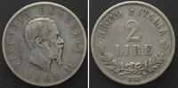 Italien ITALIEN 2 Lire 1863 N, Napoli, VITTORIO EMANUELE II. Silber -