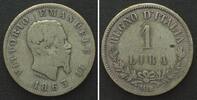 Italien ITALIEN 1 Lira 1863 M, VITTORIO EMANUELE II. Silber -