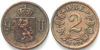 Norwegen NORWEGEN 2 Ore 1876 OSCAR II. Bronze ERHALTUNG! -