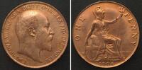 England GROSSBRITANNIEN Penny 1906 EDWARD VII. Bronze ERHALTUNG! -