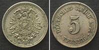 Deutschland - Kaiserreich KAISERREICH 5 Pfennig 1874 C, J.3, Ku-Ni SELTEN! ERHALTUNG! -