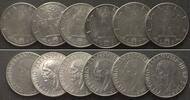 Italien ITALIEN 6 x 1 Lira 1939 XVII, VITTORIO EMANUELE III Stahl nichtmagn. ERHALTUNG! -