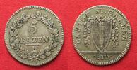 Schweiz - St. Gallen ST. GALLEN Kanton 5 Batzen 1810 ohne Punkt Silber SEHR SELTEN!!! # 14037