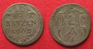 Schweiz - Basel BASEL Stadt Halbbatzen 1762 Billon ERHALTUNG! # 14198