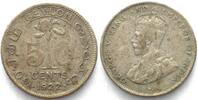 Ceylon CEYLON 50 Cents 1922 GEORGE V. Silber -