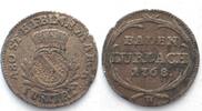 Baden BADEN-DURLACH 2 1/2 Kreuzer 1768 W KARL FRIEDRICH Billon -