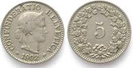 Schweiz EIDGENOSSENSCHAFT 5 Rappen 1902 Ku-Ni -
