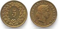 Schweiz EIDGENOSSENSCHAFT 5 Rappen 1918 Messing ERHALTUNG!! -