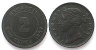 Mauritius MAURITIUS 2 Cents 1897 VICTORIA Bronze ERHALTUNG! -