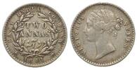 Indien Britisch BRITISCH INDIEN 2 Annas 1841 Bombay VICTORIA Silber -
