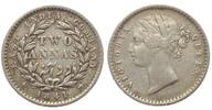 Indien Britisch BRITISCH INDIEN 2 Annas 1841 Bombay VICTORIA Silber -