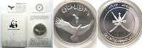 OMAN 2 1/2 Omani Rial 1987 Kaffernadler WWF Adler Silber PP