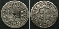 Spanien SPANIEN 2 Reales 1723 SJ Seville FELIPE V Silber -