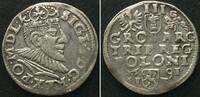 Polen POLEN 3 Gröscher (Trojak) 1591 IF Poznan SIGISMUND III. Silber ERHALTUNG! -