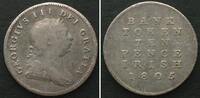 Irland IRLAND 10 Pence BANK TOKEN 1805, GEORGE III. Silber -