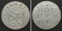 Niederlande - Holland NL - HOLLAND 2 Stuivers 1763 Silber ERHALTUNG! -