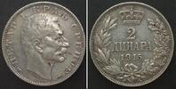 Serbien SERBIEN 2 Dinara 1915 PETAR I. Silber ERHALTUNG! -