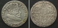 POLEN 3 Gröscher (Trojak) 1594 Marienburg SIGISMUND III. Silber RAR! ss-vz