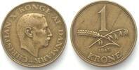 Dänemark DÄNEMARK 1 Krone 1943 CHRISTIAN X. Al-Br SELTENES JAHR! -