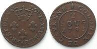 Franz. Guiana CAYENNE 2 Sous 1782 A, LUDWIG XVI. Billon ERHALTUNG! -