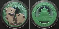 China CHINA 10 Yuan 2021 Panda SPACE COLOUR GREEN 1 oz Silber Auflage: 888 ! -