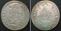 Haus Habsburg RDR - UNGARN 15 Kreuzer 1681 KB, LEOPOLD I. Madonna Silber -