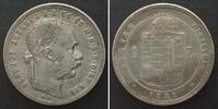 Haus Habsburg UNGARN 1 Forint 1881 KB, FRANZ JOSEPH I. Silber -