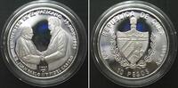 KUBA 10 Pesos 1997 Johannes Paul II. & Fidel Castro VATIKAN BESUCH Silber RAR! PP
