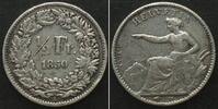 SCHWEIZ 1/2 Franken 1850 A, SITZENDE HELVETIA, Silber ss-vz