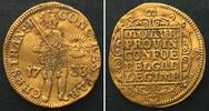 Niederlande - Overijssel Dukat NL - OVERIJSSEL Gouden Dukaat 1733 Gold RRR! ss