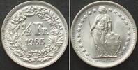 Schweiz  EIDGENOSSENSCHAFT 1/2 Franken 1965 Silber prägefrisch, ERHALTUNG!!! unz