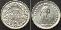 Schweiz  EIDGENOSSENSCHAFT 1/2 Franken 1966 Silber prägefrisch, ERHALTUNG!!! unz