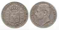 Spanien SPANIEN 50 Centimos 1885 ALFONSO XII. Silber SELTEN! # 68600