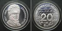 Schweiz  EIDGENOSSENSCHAFT 20 Franken 2001 JOHANNA SPYRI Silber Polierte Platte PP