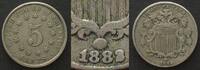 Vereinigte Staaten von Amerika  USA 5 Cents 1883/2 SHIELD NICKEL Ku-Ni RAR!!! ss