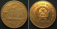 VIETNAM 10 Dong 1988 DRACHENSCHIFF Ku-Ni vergoldet RRR! unz