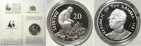 GAMBIA 20 Dalasis 1987 Rotstummelaffe WWF Silber PP