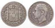 Spanien SPANIEN 50 Centimos 1885(86) MS-M ALFONSO XII. Silber SELTEN! # 74588