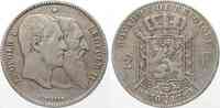 Belgien BELGIEN 2 Francs 1880 50 JAHRE UNABHÄNGIGKEIT Silber # 79795