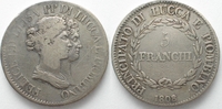 Italien - Lucca LUCCA 5 Franchi 1808/7 busti grandi FELICE & ELISA argento BB RARA! # 82378