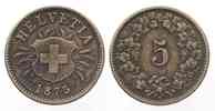 Schweiz EIDGENOSSENSCHAFT 5 Rappen 1873 Billon # 86567