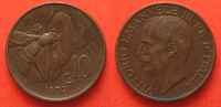 Italien ITALIA 10 Centesimi 1932 VITTORIO EMANUELE III. rame BB-SPL ANNO RARO! # 87825