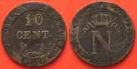 Frankreich NAPOLEON Ier 10 Centimes 1808 A-PARIS billon # 88021
