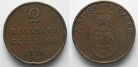 Dänemark DÄNEMARK 2 Rigsbankskilling 1818 FREDERIK VI. Kupfer SELTEN!!! # 88245