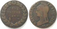 Frankreich DIRECTOIRE Cinq Centimes An 8 (1799-1800) G GENEVE bronze RARE # 89330