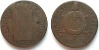 Frankreich CONVENTION Sol aux Balances An II 1793 BB-STRASBOURG cuivre TB+ # 89689